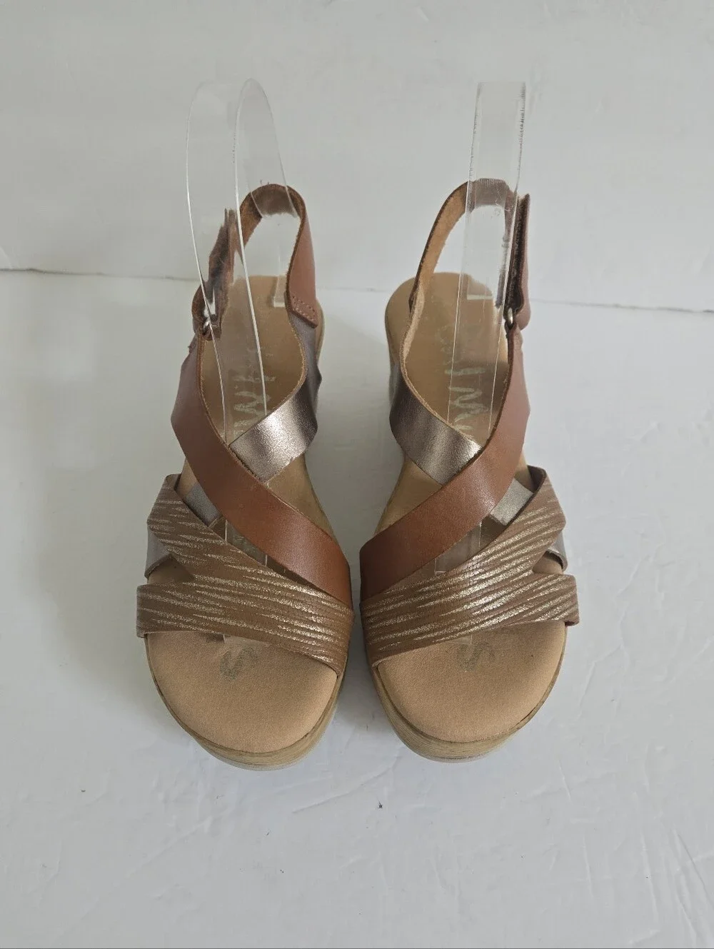 Light Brown Leather Strappy Platform Sandals Size 36